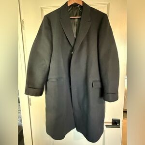Vintage Kingsbrooke Black Wool Blend Overcoat Mens Large 42R Classic Topcoat.